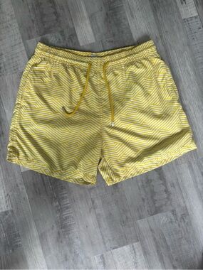 Men's Yellow Geo Print Swim Trunks